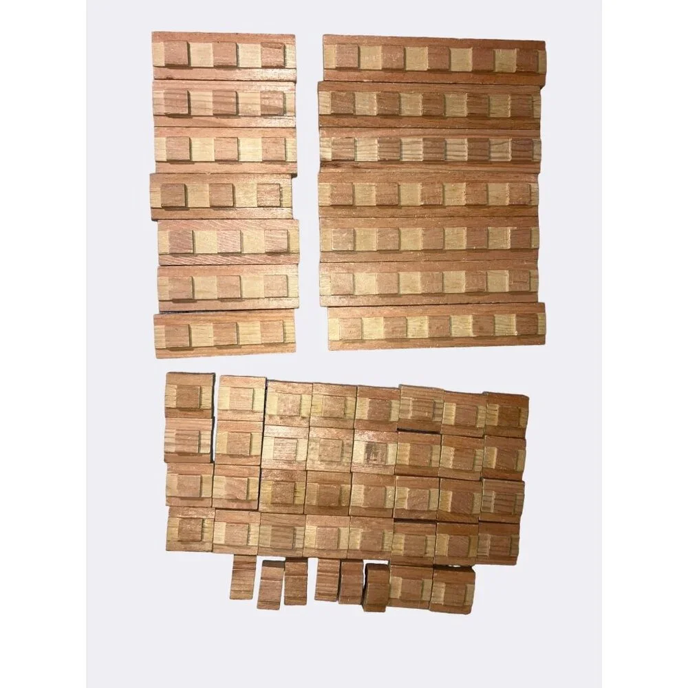 Halsam Notchies Interlocking Wood Building Blocks Toy Vintage